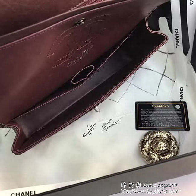 香奈兒CHANEL 225 進口大象紋胎牛皮金銀扣單肩斜挎鏈條包 DSC2036